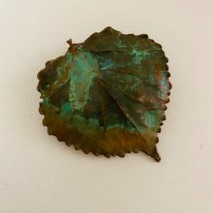 Vintage Copper Leaf Pin Brooch